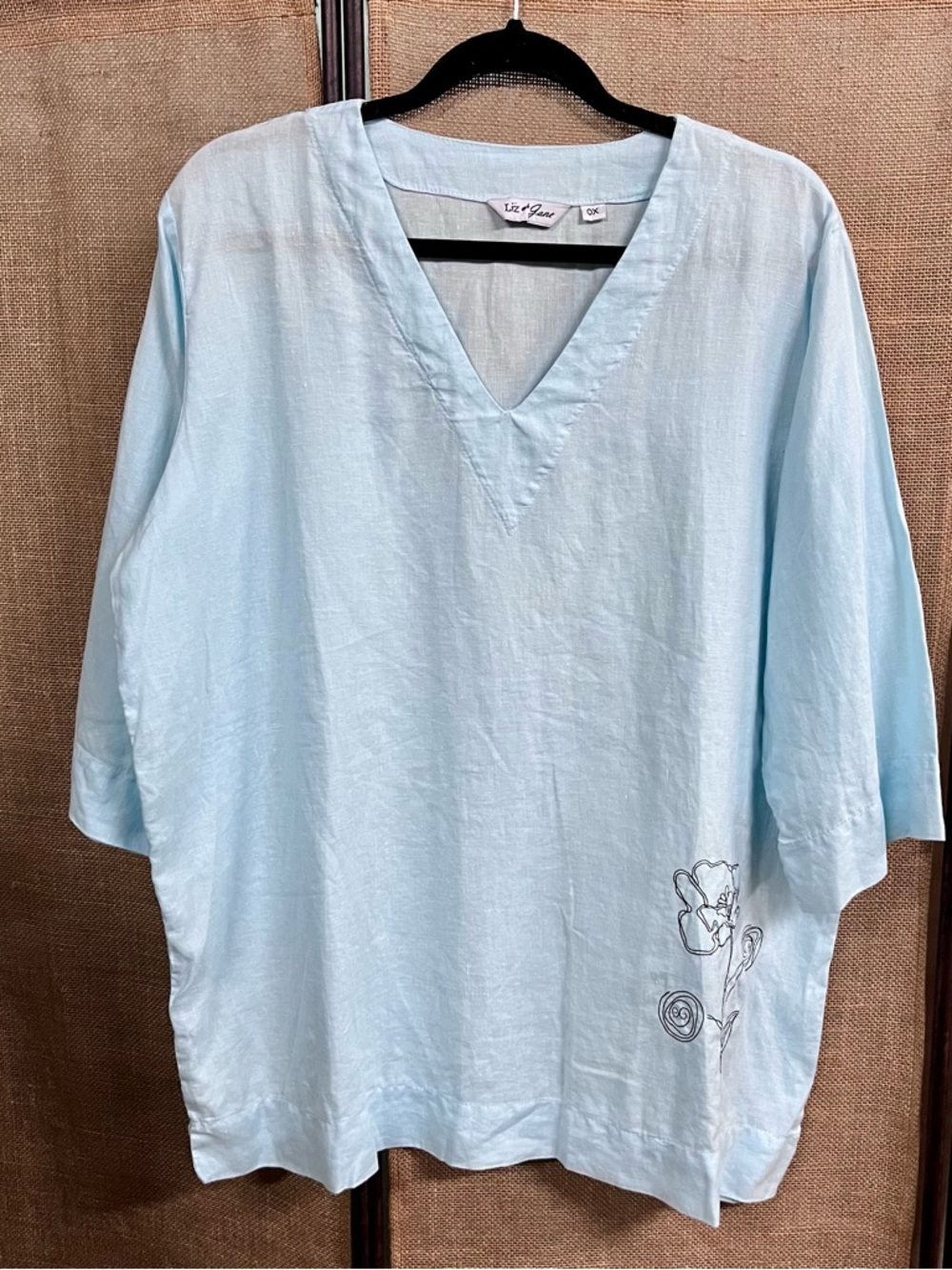 Liz and Jane Sky Blue Linen Tunic Top